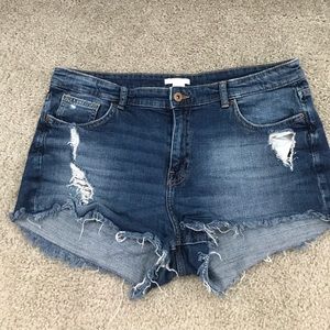 Ripped jean shorts